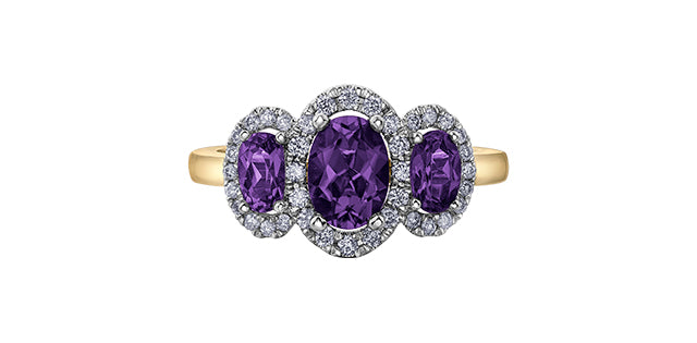 DD7393 10KY Amethyst + Diamond Ring .25ctw
