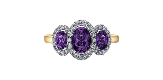 DD7393 10KY Amethyst + Diamond Ring .25ctw