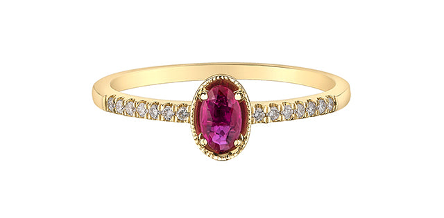 DD7712 10KY Ruby + Diamond Ring .07ctw