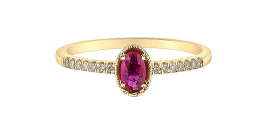 DD7712 10KY Ruby + Diamond Ring .07ctw