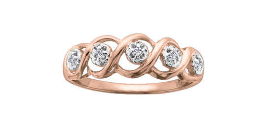 DD2690 10KR Diamond Knotted Weaved Ring .05ctw