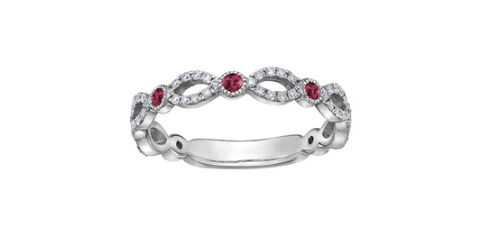 10KW Ruby + Diamond Ring .18ctw