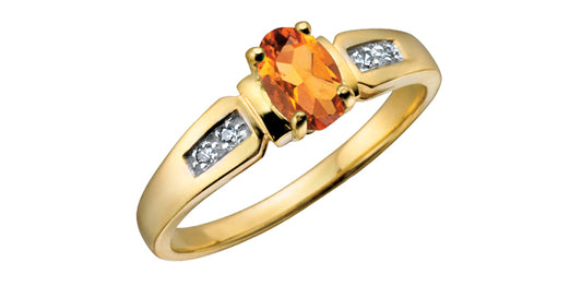 DX219CI 10ky Citrine + Diamond Ring .02ctw