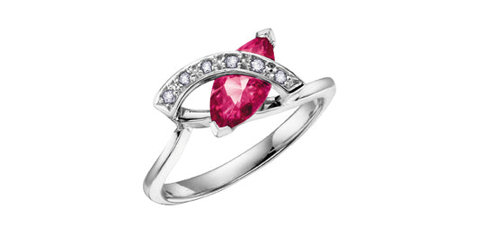 DD1712 10KW Pink Topaz + Diamond Ring .07ctw
