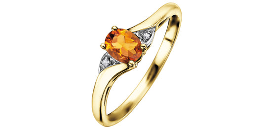 DX355YCI 10ky Citrine + Diamond Ring .01ctw
