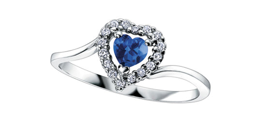 10Kw Sapphire Heart Ring .08 dia DX516SA