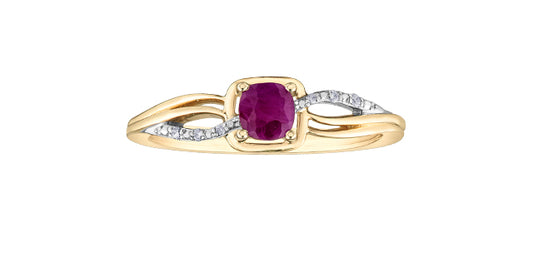 DD7764WY 10KY Ruby + Diamond Ring
