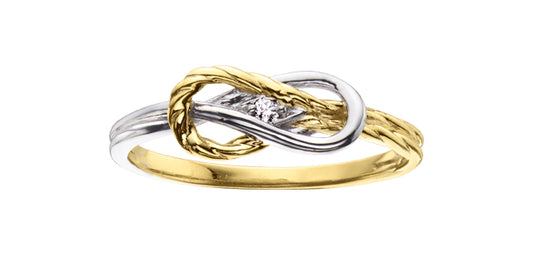 DD2306 10K 2-Tone Diamond Knot Ring .015ct