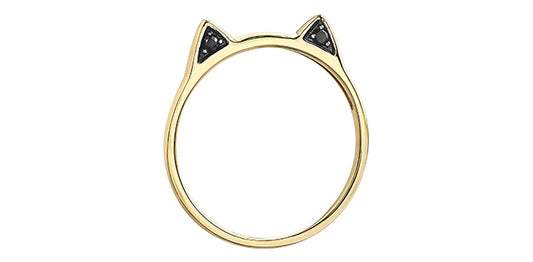 RCH714/06-10 Cat Ear Dia Ring 10ky blk dia 0.06tcw