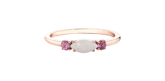 Opal & Pink Tourmaline 10Kr Ring