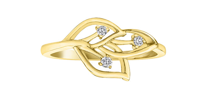 RCH792/05-10 10Ky Leaf Diamond Ring