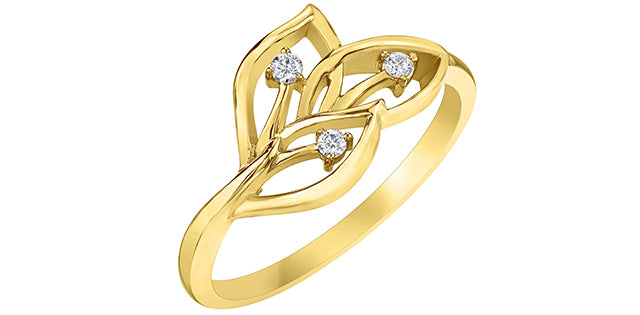 RCH792/05-10 10Ky Leaf Diamond Ring