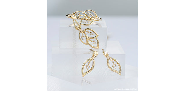 RCH792/05-10 10Ky Leaf Diamond Ring