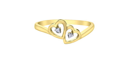 DD8071Y 10KY Double Heart Diamond Ring .01ctw