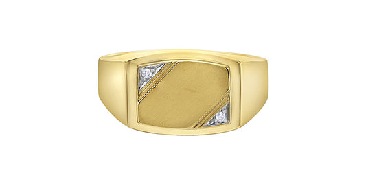 DD8223Y 10K YG Mens Diamond Signet Ring