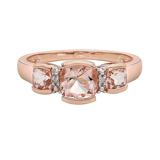 10KR Morganite + Diamond Ring .01ctw