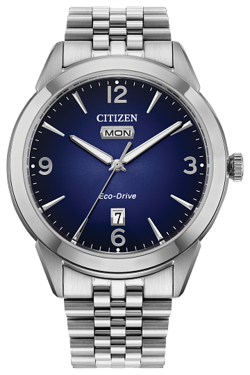 AW0150-53L- Citizen Silver and Blue Eco-Drive watch