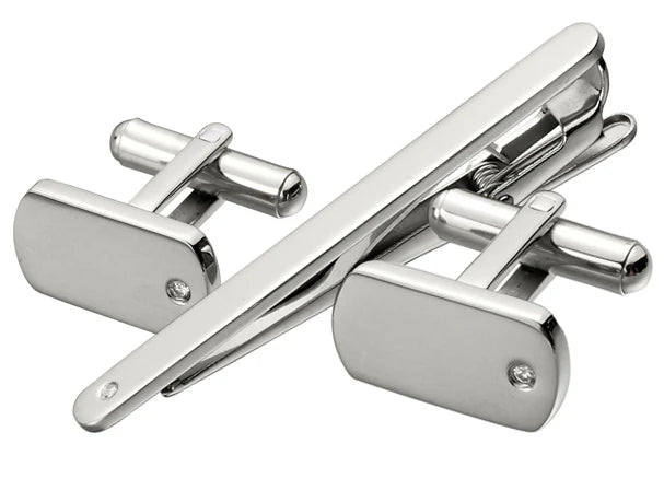 SCT19 Clear Stone Cufflink Set