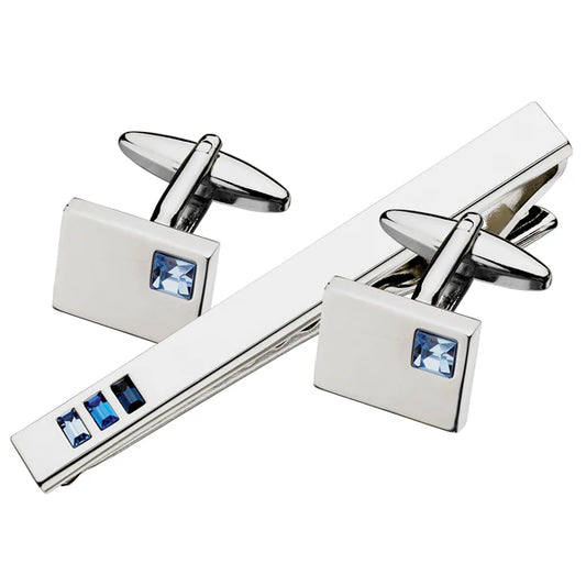 Austrian Crystal Tie Bar and Cufflink Set