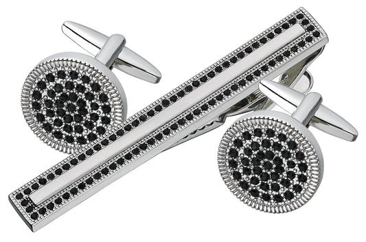 SCT29 Tiebar Set with black Austrian Crystal