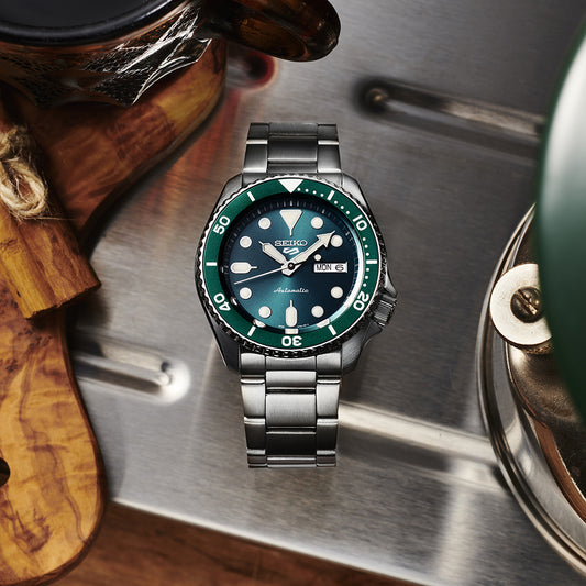 Seiko 5 Mens Green Stainless Automatic Watch