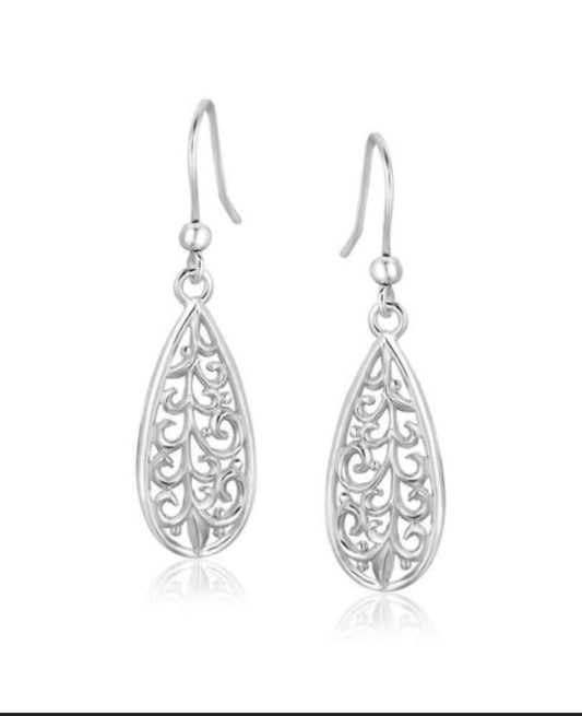 zs-4448 925 Filagree Shepard hook earring