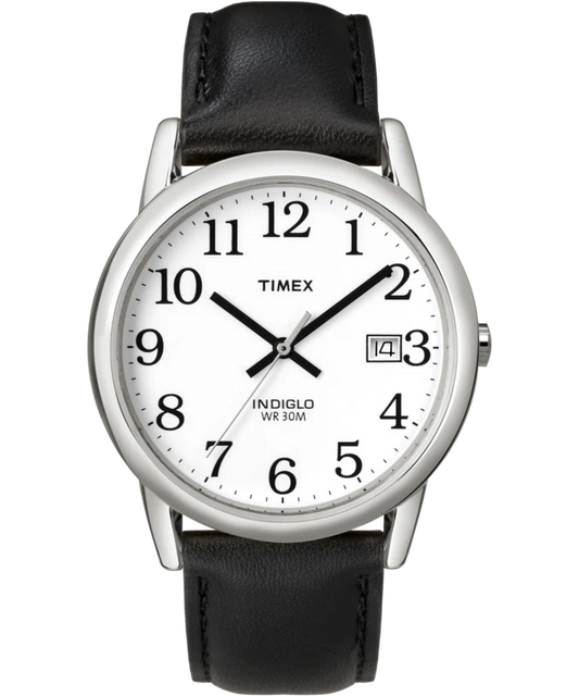 T2H2819J Silver Tone with Black Leather Band Timex