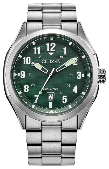 AW1890-51X- Silver and Green Terra Force Eco-Drive watch