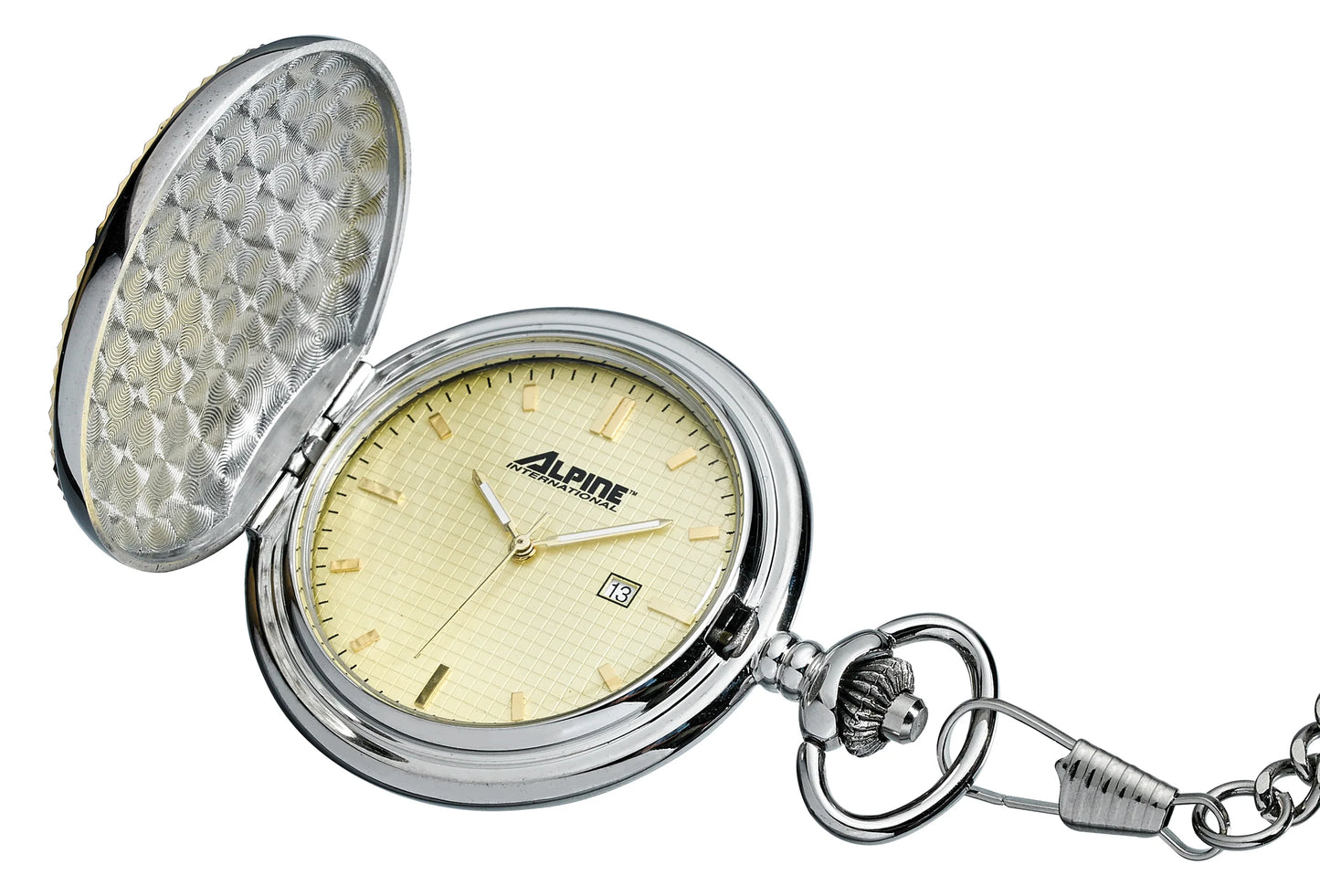 Silver Tone Pocket Watch Gold trim