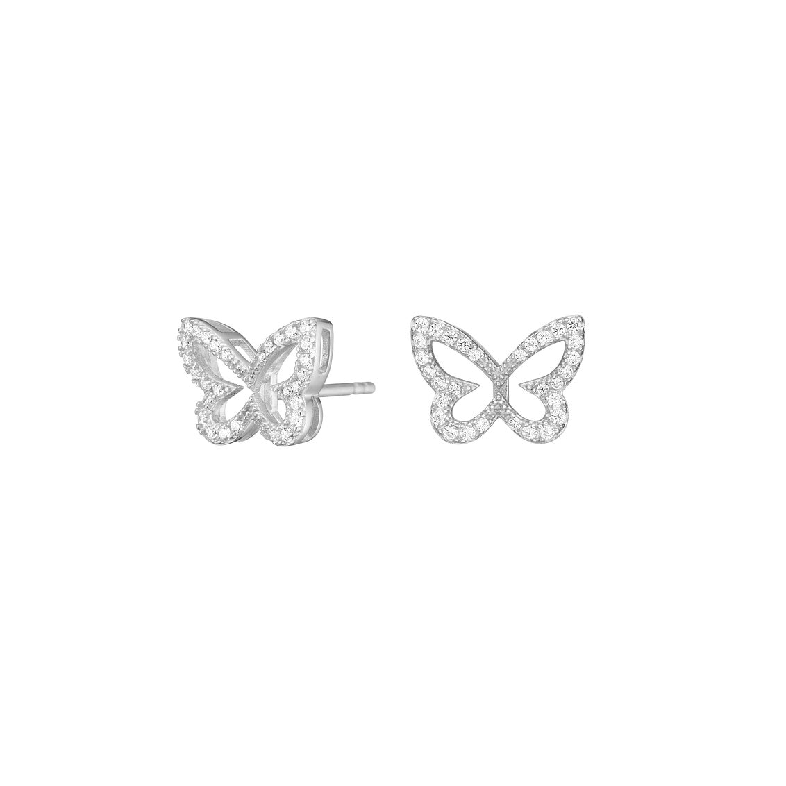 Rhd. Silver earrings butterfly PAMELANOR