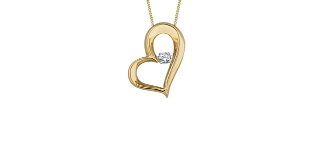 .05tcw Dia 10Ky Pulse Heart Pendant