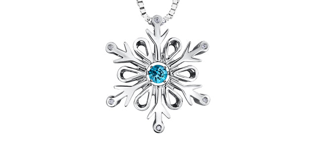 925 Blue Topaz Pulse Snowflake Pendant