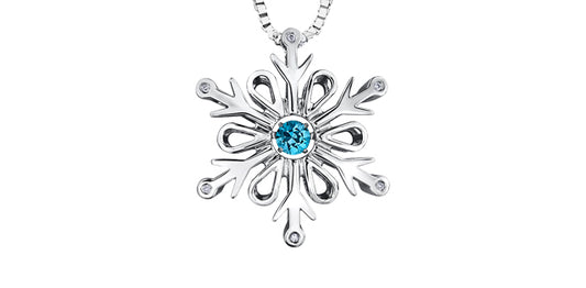 925 Blue Topaz Pulse Snowflake Pendant