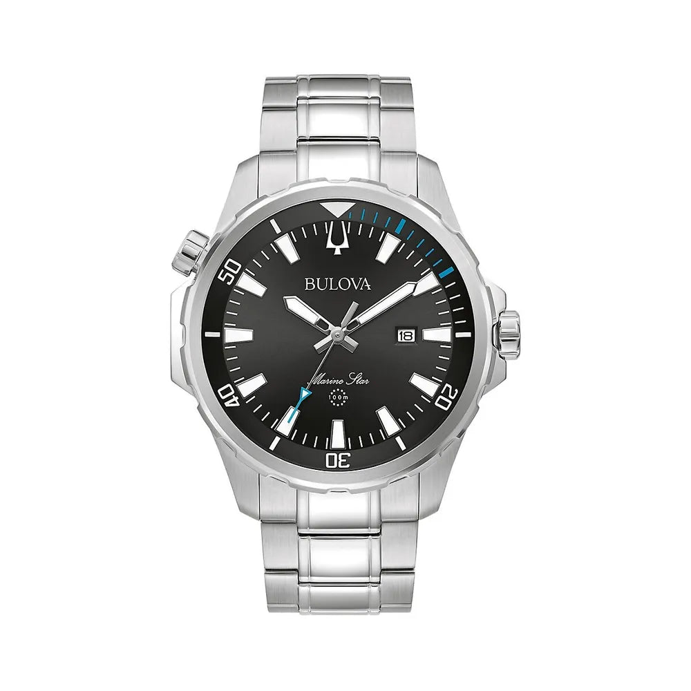 96B382  Bulova Marine Star Silver Tone Quartz