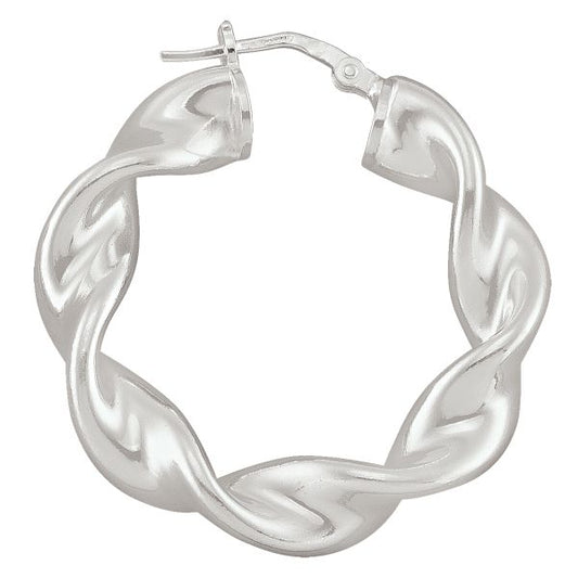 N7612 Sterling Silver Large Twist Hoops