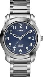 T2P1329J-"Higland Street" Timex Silver and Blue Expansion Bracelet watch