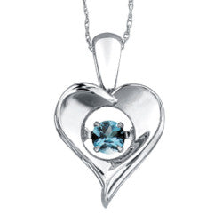 925 Silver Blue Topaz Pulse Heart Pendant