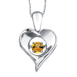 925 Silver Citrine Pulse Heart Pendant