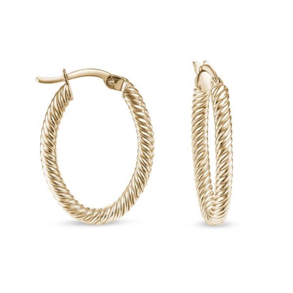 TECA301YG 10K YG Spiral Oval Hoops