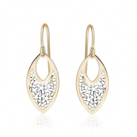 Z-5070 10K two Tone Scale Drop Earrings