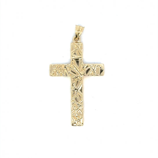 10KY Large Cross Pendant Hollow